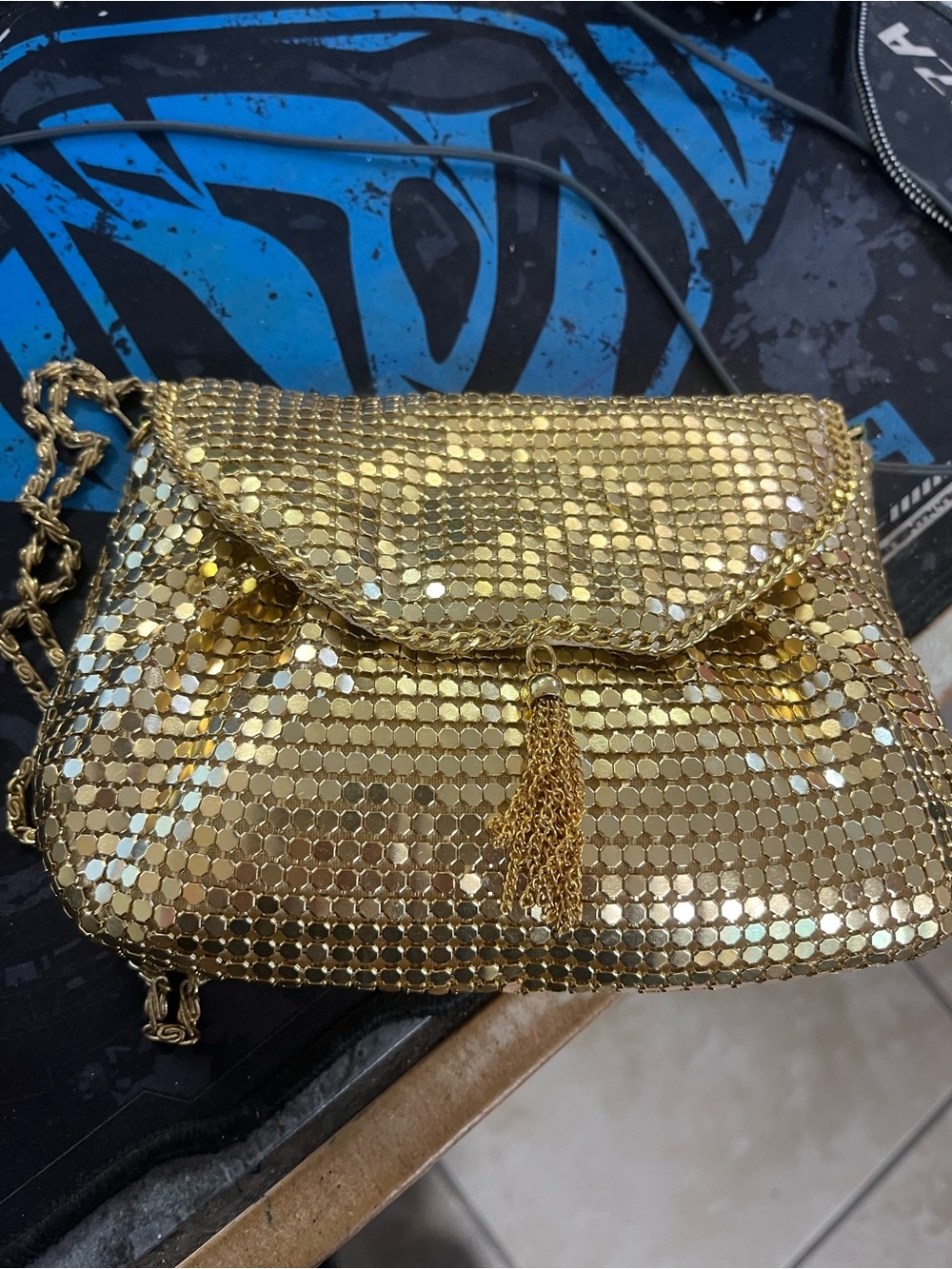Gold Sequin Evening Crossbody Bag - Unbranded
